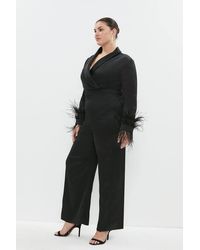 Coast - Plus Size Drape Front Feather Cuff Jumpsuit - Lyst