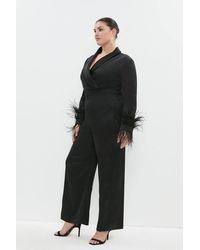 Coast - Plus Size Drape Front Feather Cuff Jumpsuit - Lyst