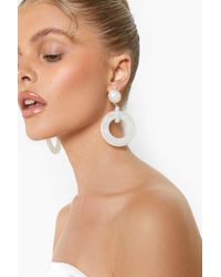 Boohoo - Pearl Stone Drop Resin Earring - Lyst