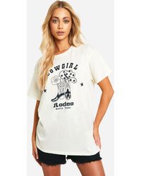 Boohoo - Cowgirl Rodeo Slogan Oversized T - Lyst