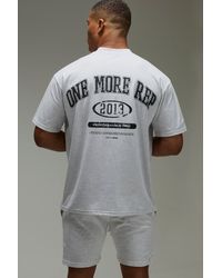 BoohooMAN - Man Active T-Shirt mit One More Rep Print & Shorts - Lyst