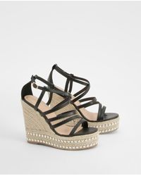 Boohoo - Strappy Stud Detail Espadrille Wedges - Lyst