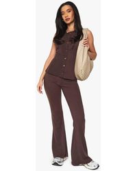 Boohoo - Rib Button Through Sleeveless Top And Trouser Set - Lyst