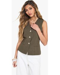 Boohoo - Tailored Linen Look Button Waistcoat - Lyst