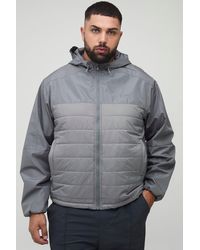 BoohooMAN - Plus gesteppte Jacke mit Kapuze - Lyst