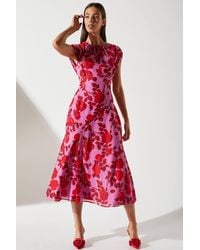 Coast - Cap Sleeve Floral Chiffon Midi Dress - Lyst