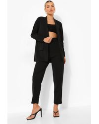 Boohoo Blazer & Self Fabric Trousers Suit Set - Black