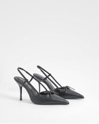 Boohoo - Bow Detail Slingback Pointed Court Shoes - Lyst