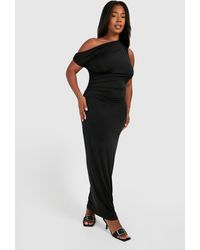Boohoo - Plus Twisted Ring Detail Off The Shoulder Asymmetric Maxi Dress - Lyst