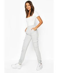 Boohoo Womens Tall Cargo-Jogginghosen - Weiß