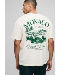 Boohoo - Ecru Oversized Monaco Racing T-Shirt - Lyst
