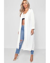 Boohoo Womens Plus Crepe Longline Duster - White - 18