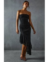 MissPap - Lace Bandeau Frill Hem Asymmetric Dress - Lyst