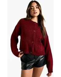 Boohoo - Button Through Soft Knit Cardigan - Lyst