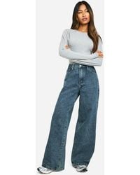 Boohoo - Basics High Waisted Super Wide Leg Jeans - Lyst