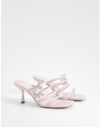 Boohoo - Butterfly Emellished Multi Strap Heeled Mules - Lyst