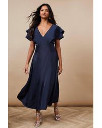 Oasis - Occasion Satin Ruffle Sleeve Midaxi Dress - Lyst