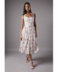 Coast - Printed Lace Halter Neck Midi Dress - Lyst