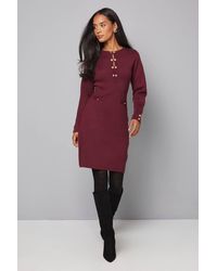 Wallis - Double Button Knitted Midi Dress - Lyst