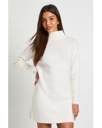 Boohoo - High Neck Super Soft Knitted Mini Dress - Lyst