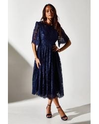 Coast - Petite Lace Short Sleeve Midi Dress - Lyst