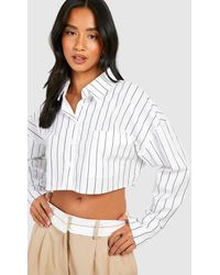 Boohoo - Petite Stripe Crop Shirt - Lyst