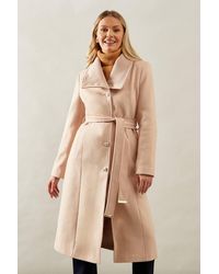 Wallis - Knitted Collar Button Through Wrap Coat - Lyst