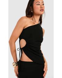 Boohoo - Tall Slinky Asymmetric Ruched Cut Out Top - Lyst