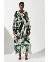 Coast - Lace Trim Chiffon Wrap Dress - Lyst