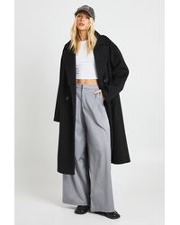 Boohoo - Double Breasted Wool Look Coat - Lyst
