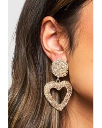 Boohoo - Heart Shaped Textured Statement Earrings - Lyst