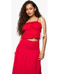 Boohoo - Shirred Cotton Poplin Cami Top - Lyst