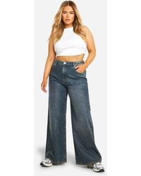 Boohoo - Vaqueros Plus Básicos De Tiro Alto Y Pernera Súper Ancha - Lyst