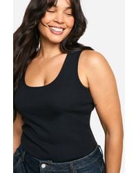 Boohoo - Basics Plus Ribbed Wide Strap Full Length Vest - Lyst