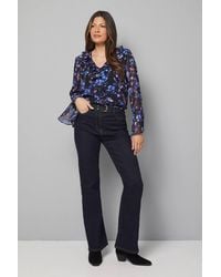 Wallis - Floral Print Ruffle Detail Blouse - Lyst