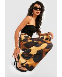 Boohoo - Slinky Leopard Flared Pants - Lyst
