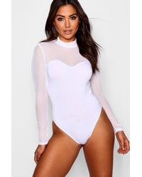 Boohoo Womens Mesh Bralet One Piece - White