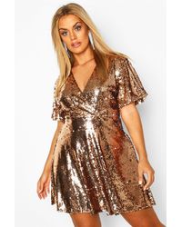 plus floral sequin wrap skater dress