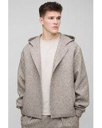 BoohooMAN - Tall Bouclee-Jacke mit Kapuze - Lyst