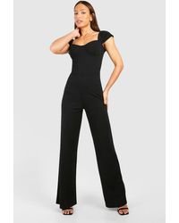 Boohoo - Tall Crepe Corset Detail Off The Shoulder Jumpsuit - Lyst