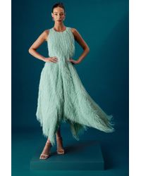 Coast - Muse Fringe Halter Neck Tie Back Midi Dress - Lyst