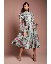 Coast - Long Sleeve Printed Organza Shirt Dress - Lyst