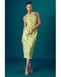 Coast - Muse Cross Neck Sequin Floral Midi Dress - Lyst