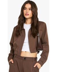 Boohoo - Pinstripe Tailored Bomber Jacket - Lyst