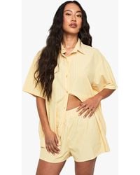Boohoo - Cotton Pinstripe Oversized Pyjama Short Sleeve Shirt - Lyst