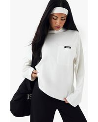 DSGN Studio - Woven Label Long Sleeve Oversized T-Shirt - Lyst