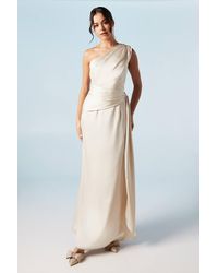 Coast - One Shoulder Sash Detail Satin Bridesmaid Maxi Dress - Lyst