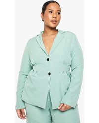 Boohoo - Plus Woven Cinched Waist Blazer - Lyst