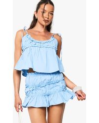 Boohoo - Cotton Poplin Tie Shoulder Cami Top - Lyst