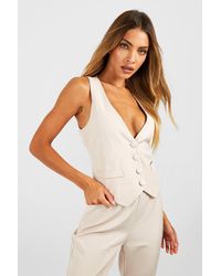 Boohoo - Fitted Plunge Front Tailored Waistcoat - Lyst